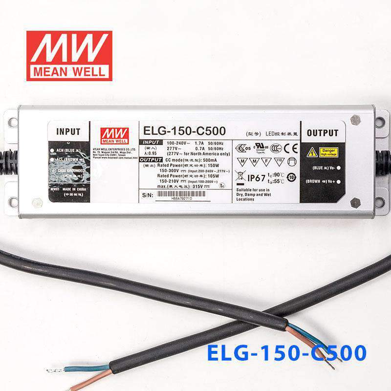Mean Well ELG - 150 - C500 Power Supply 150W 500mA - ELG - 150 - C500 - powersupplymall.com