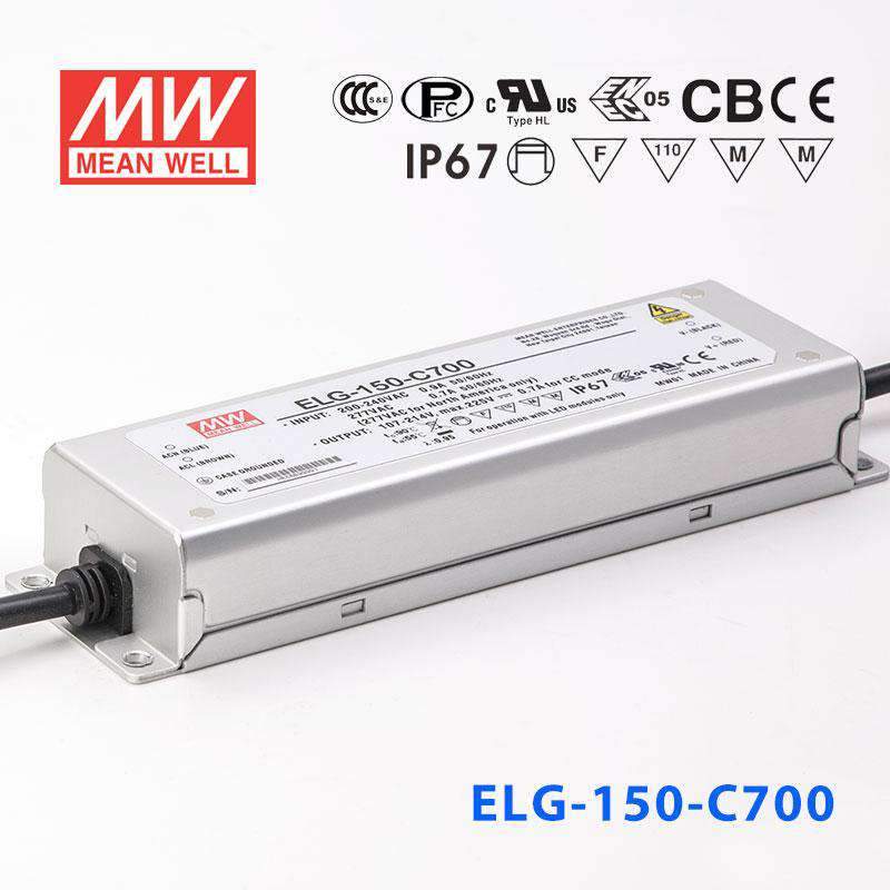 Mean Well ELG - 150 - C700AB Power Supply 150W 700mA - Adjustable and Dimmable - ELG - 150 - C700AB - powersupplymall.com
