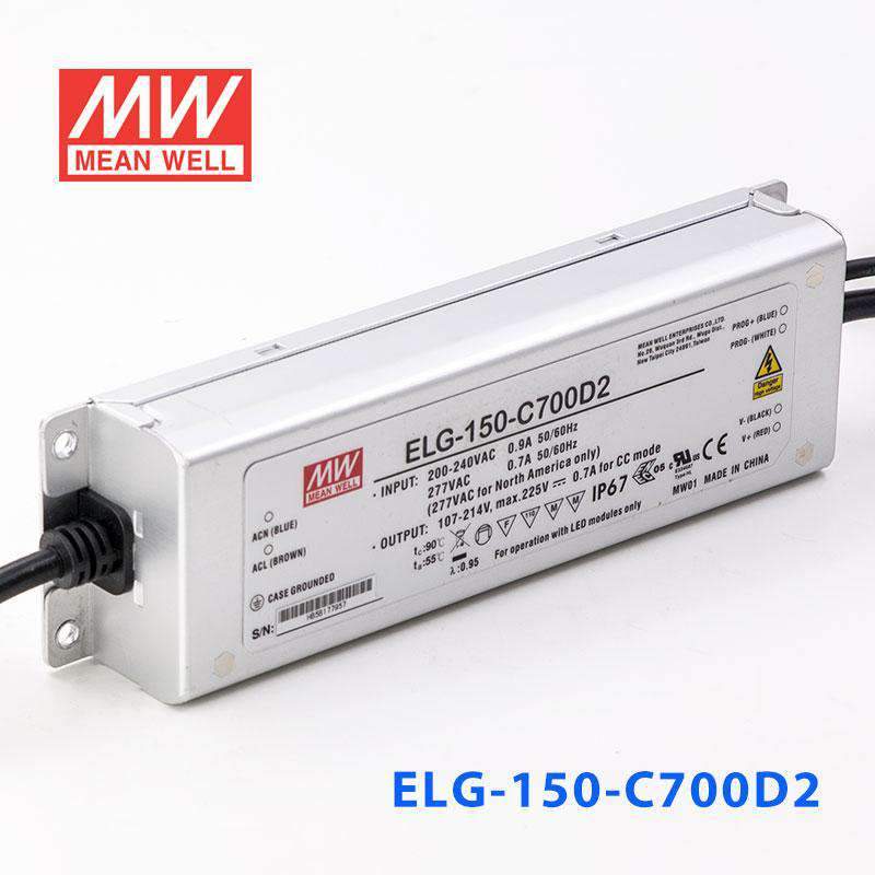 Mean Well ELG - 150 - C700D2 AC - DC Single output LED Driver (CC) with PFC - ELG - 150 - C700D2 - powersupplymall.com
