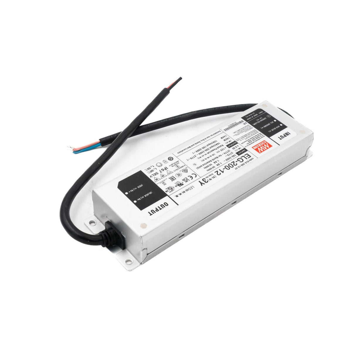 Mean Well ELG - 200 - 12 - 3Y AC - DC Single output LED Driver Mix Mode (CV+CC) with PFC - ELG - 200 - 12 - 3Y - powersupplymall.com