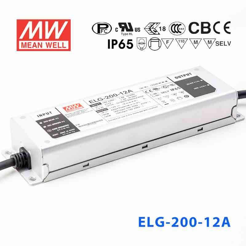 Mean Well ELG - 200 - 12A Power Supply 192W 12V - Adjustable - ELG - 200 - 12A - powersupplymall.com