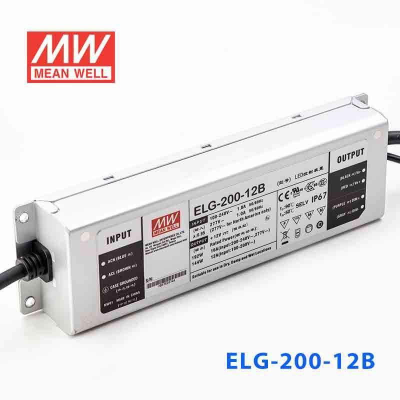 Mean Well ELG - 200 - 12B Power Supply 192W 12V - Dimmable - ELG - 200 - 12B - powersupplymall.com