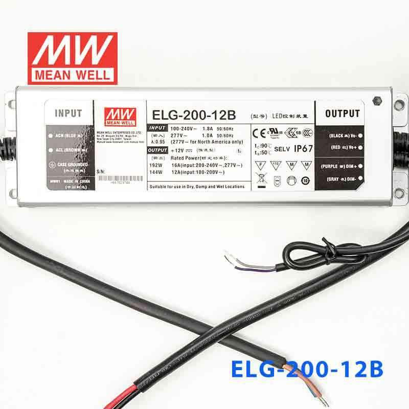 Mean Well ELG - 200 - 12B Power Supply 192W 12V - Dimmable - ELG - 200 - 12B - powersupplymall.com