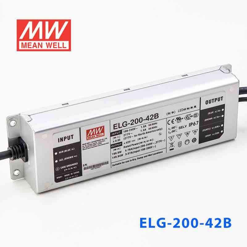 Mean Well ELG-200-42B Power Supply 200W 42V - Dimmable 4.76A - ELG-200-42B - powersupplymall.com