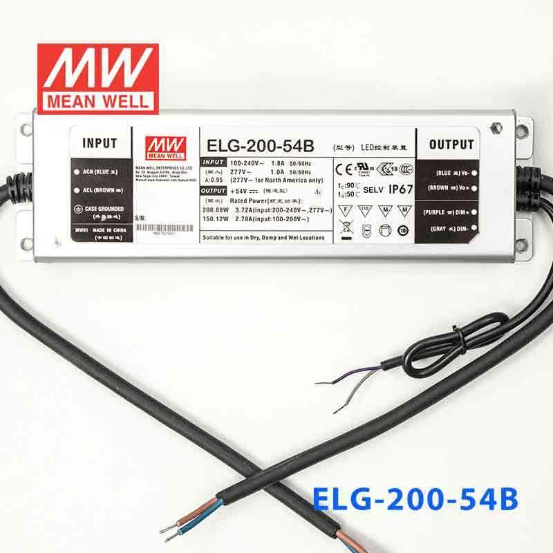 Mean Well ELG - 200 - 54B Power Supply 200W 54V - Dimmable - ELG-200-54B - powersupplymall.com