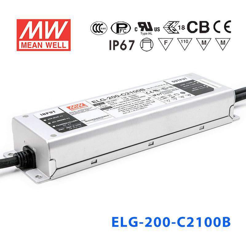 Mean Well ELG - 200 - C2100B Power Supply 200W 2100mA - Dimmable - ELG - 200 - C2100B - powersupplymall.com
