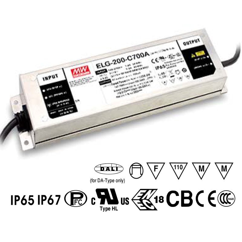 Mean Well ELG - 200 - C700D2 AC - DC Single output LED Driver (CC) with PFC - ELG - 200 - C700D2 - powersupplymall.com