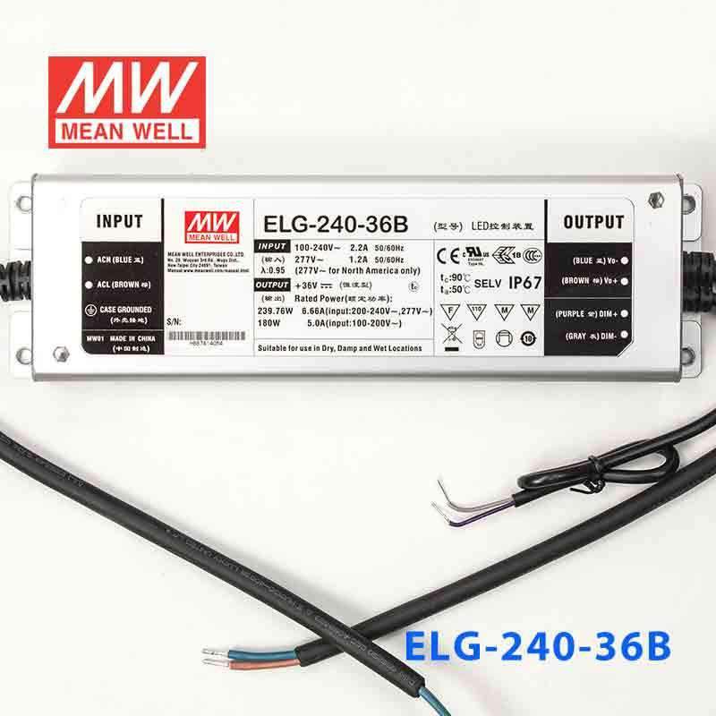 Mean Well ELG - 240 - 36B Power Supply 240W 36V - Dimmable - ELG-240-36B - powersupplymall.com