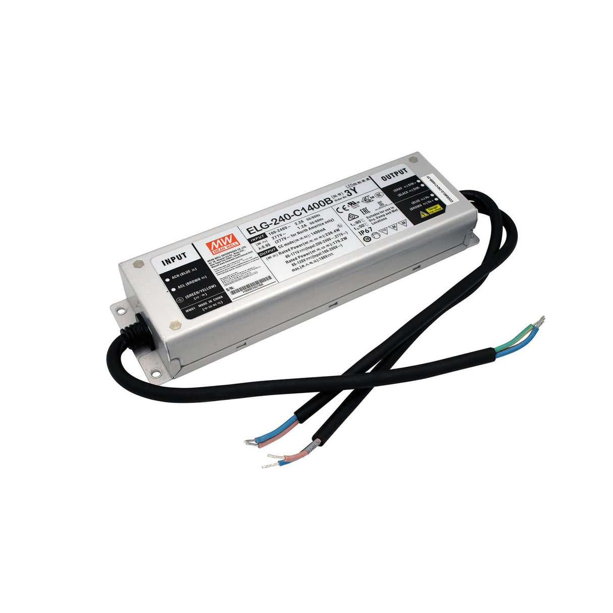 Mean Well ELG - 240 - C1400D2 AC - DC Single output LED Driver (CC) with PFC - ELG - 240 - C1400D2 - powersupplymall.com