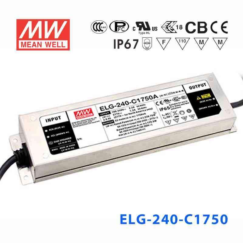 Mean Well ELG - 240 - C1750 Power Supply 240W 1750mA - ELG - 240 - C1750 - powersupplymall.com