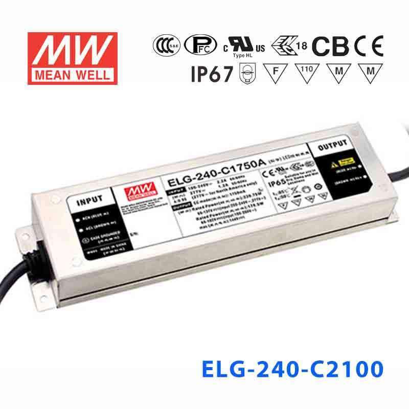 Mean Well ELG - 240 - C2100 Power Supply 240W 2100mA - ELG - 240 - C2100 - powersupplymall.com