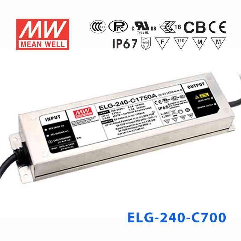 Mean Well ELG - 240 - C700A Power Supply 240W 700mA - Adjustable - ELG - 240 - C700A - powersupplymall.com