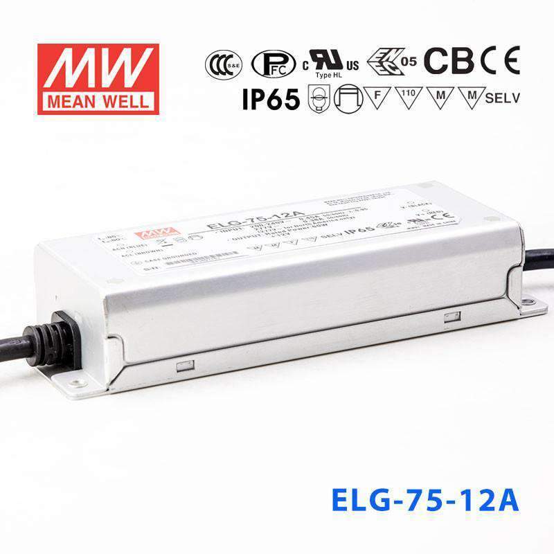 Mean Well ELG - 75 - 12A Power Supply 60W 12V - Adjustable - ELG - 75 - 12A - powersupplymall.com