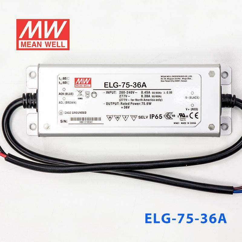 Mean Well ELG-75-36A Power Supply 75W 36V - Adjustable 2.1A - ELG-75-36A - powersupplymall.com