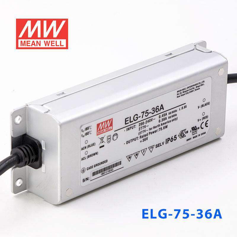 Mean Well ELG-75-36A Power Supply 75W 36V - Adjustable 2.1A - ELG-75-36A - powersupplymall.com