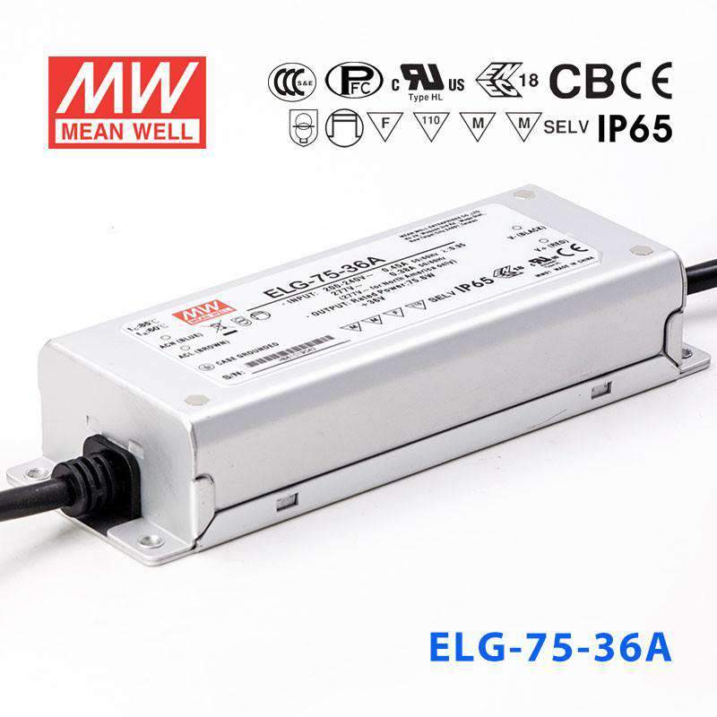 Mean Well ELG - 75 - 36A Power Supply 75W 36V - Adjustable - ELG - 75 - 36A - powersupplymall.com