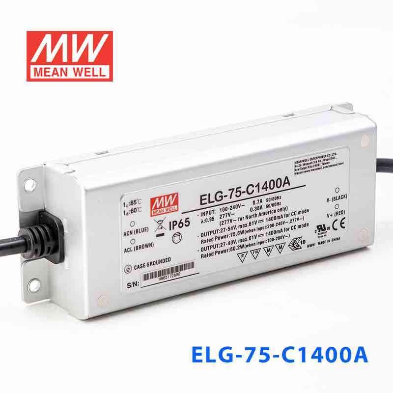 Mean Well ELG - 75 - C1400A Power Supply 75W 1400mA - Adjustable - ELG - 75 - C1400A - powersupplymall.com