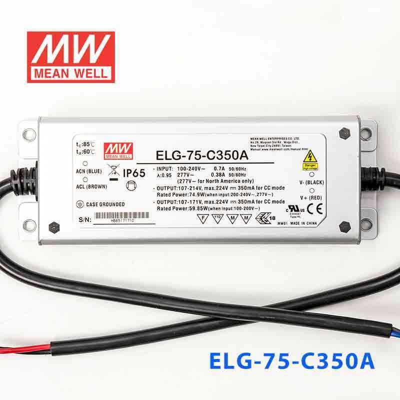 Mean Well ELG-75-C350A Power Supply 75W 350mA - Adjustable - ELG-75-C350A - powersupplymall.com