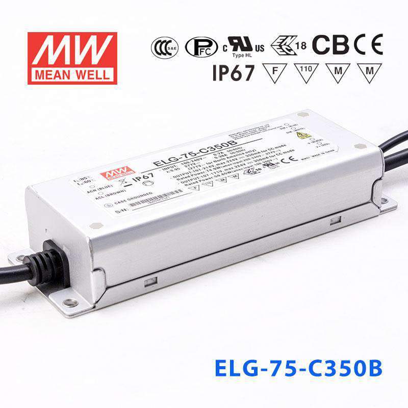 Mean Well ELG - 75 - C350B Power Supply 75W 350mA - Dimmable - ELG - 75 - C350B - powersupplymall.com