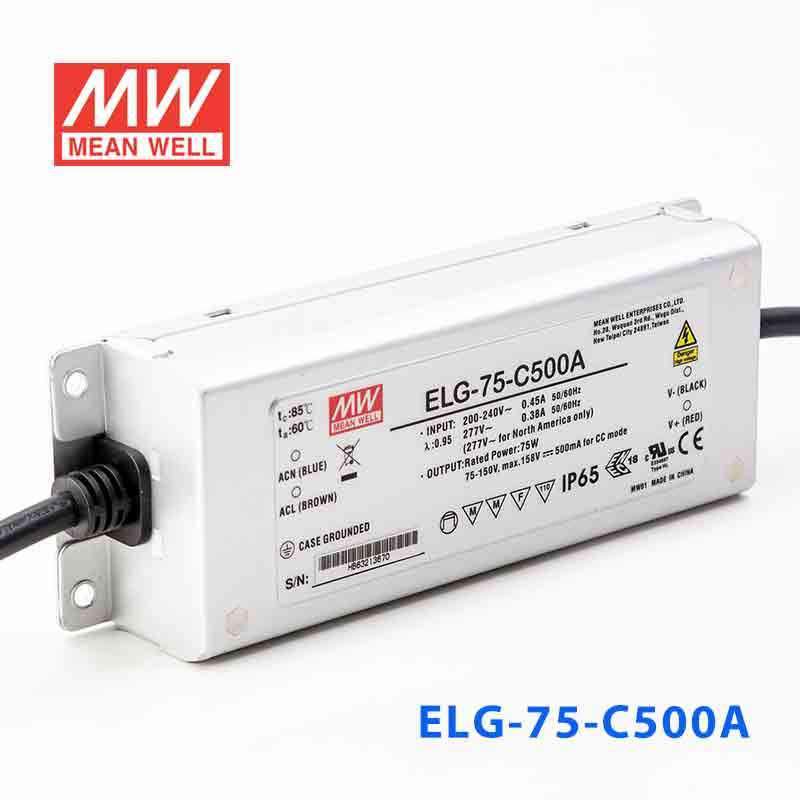 Mean Well ELG - 75 - C500A Power Supply 75W 500mA - Adjustable - ELG - 75 - C500A - powersupplymall.com
