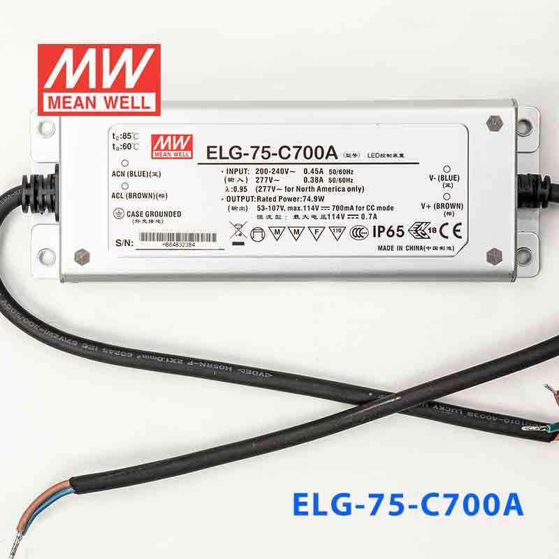 Mean Well ELG-75-C700A Power Supply 75W 700mA - Adjustable - ELG-75-C700A - powersupplymall.com