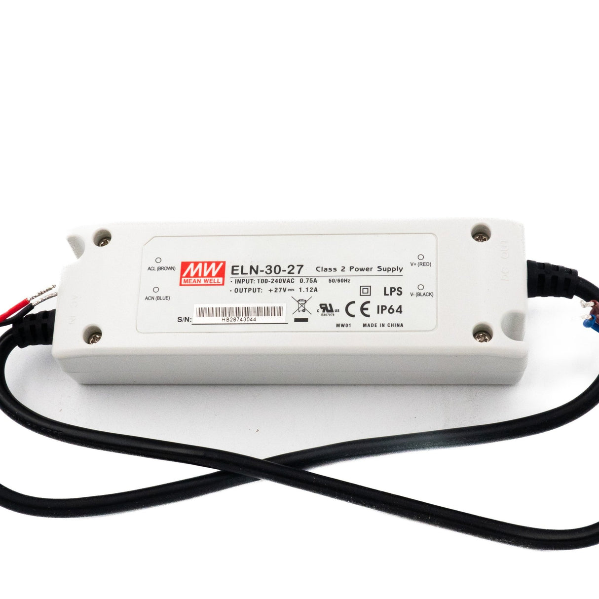 Mean Well ELN-30-27 LED Power Supplies 30.24W 27V 1.12A - ELN-30-27 - powersupplymall.com