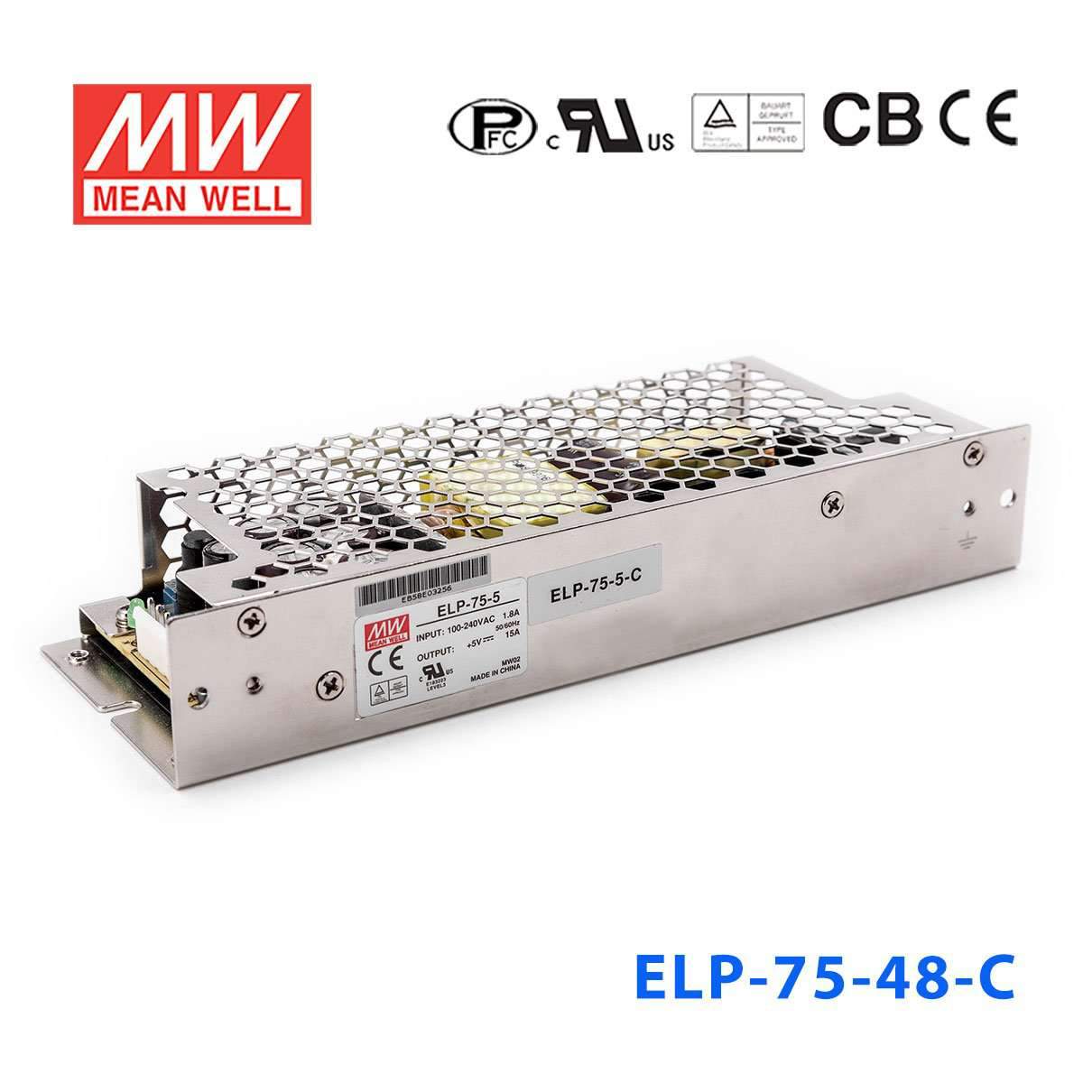 Mean Well ELP - 75 - 48 - C Power Supply 76W 48V - ELP - 75 - 48 - C - powersupplymall.com