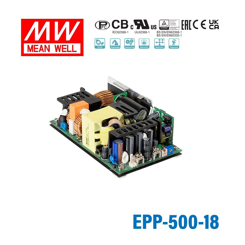 Mean Well EPP - 500 - 18 Power Supply 320W 18V - EPP-500-18 - powersupplymall.com