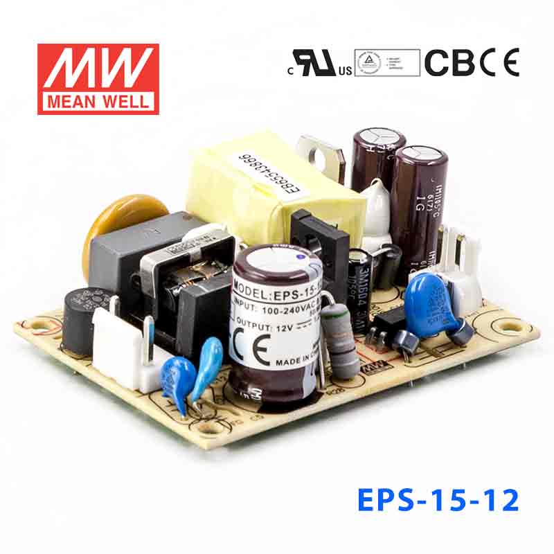 Mean Well EPS - 15 - 12 Power Supply 15W 12V - EPS - 15 - 12 - powersupplymall.com