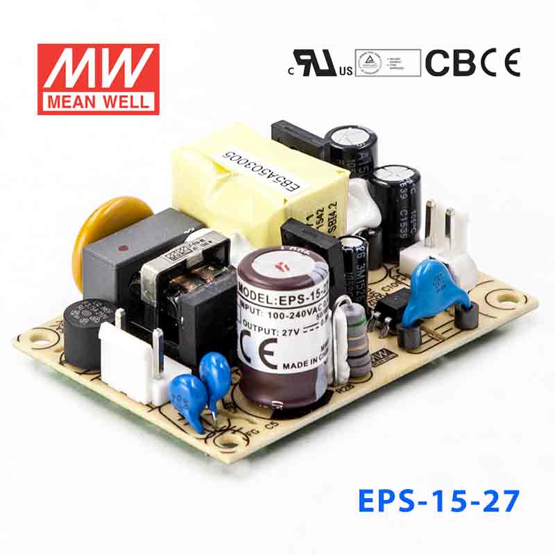 Mean Well EPS - 15 - 27 Power Supply 15W 27V - EPS - 15 - 27 - powersupplymall.com