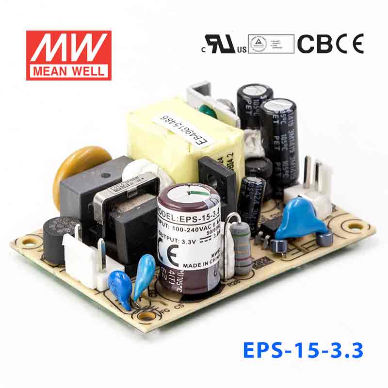Mean Well EPS - 15 - 3.3 Power Supply 10W 3.3V - EPS - 15 - 3.3 - powersupplymall.com