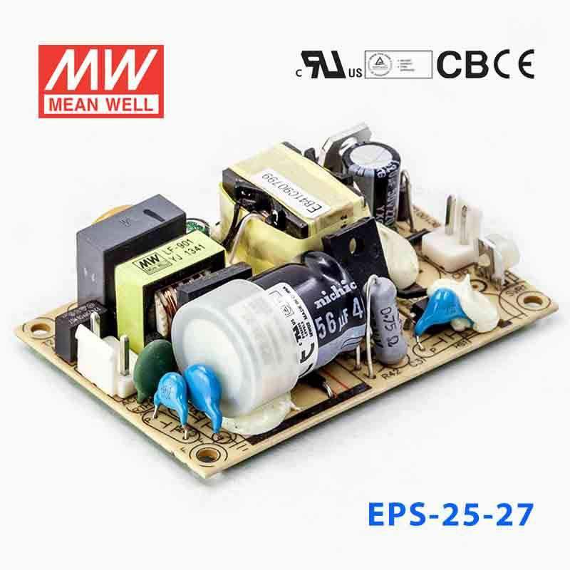 Mean Well EPS - 25 - 27 Power Supply 25W 27V - EPS - 25 - 27 - powersupplymall.com