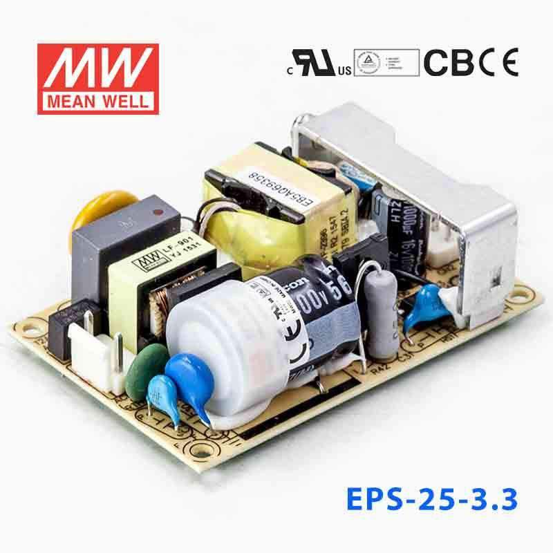 Mean Well EPS - 25 - 3.3 Power Supply 16W 3.3V - EPS - 25 - 3.3 - powersupplymall.com