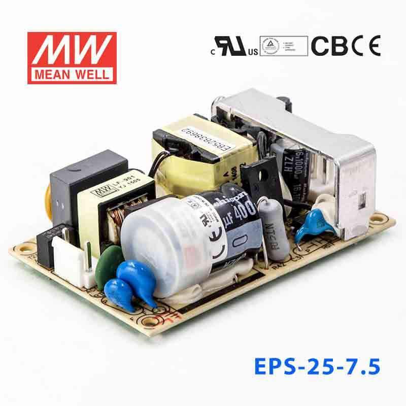 Mean Well EPS - 25 - 7.5 Power Supply 25W 7.5V - EPS - 25 - 7.5 - powersupplymall.com