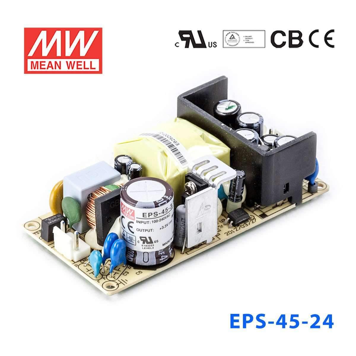 Mean Well EPS - 45 - 24 Power Supply 45W 24V - EPS - 45 - 24 - powersupplymall.com