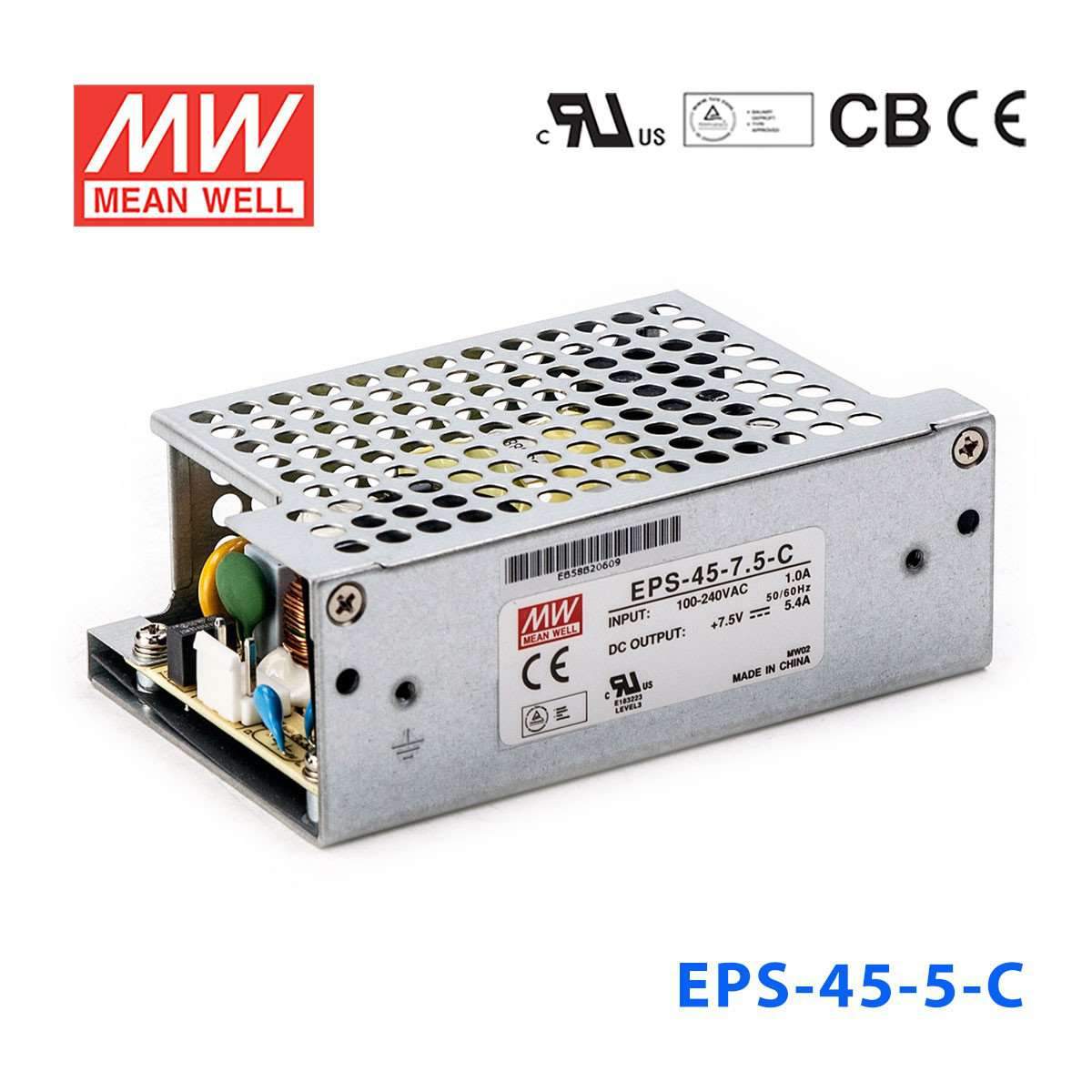 Mean Well EPS - 45 - 5 - C Power Supply 40W 5V - EPS - 45 - 5 - C - powersupplymall.com
