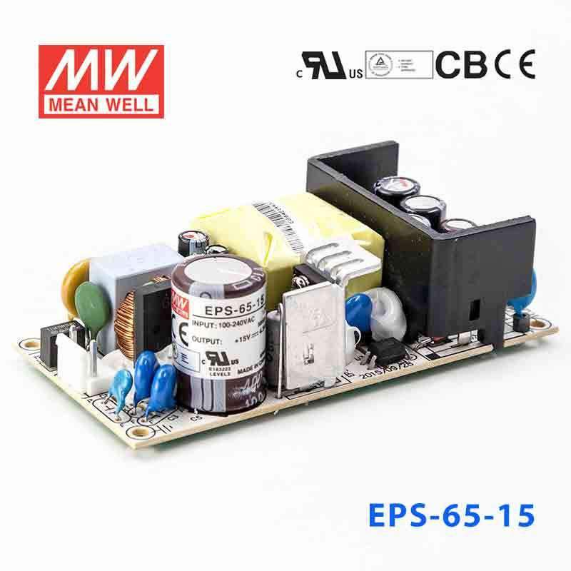 Mean Well EPS - 65 - 15 Power Supply 65W 15V - EPS - 65 - 15 - powersupplymall.com