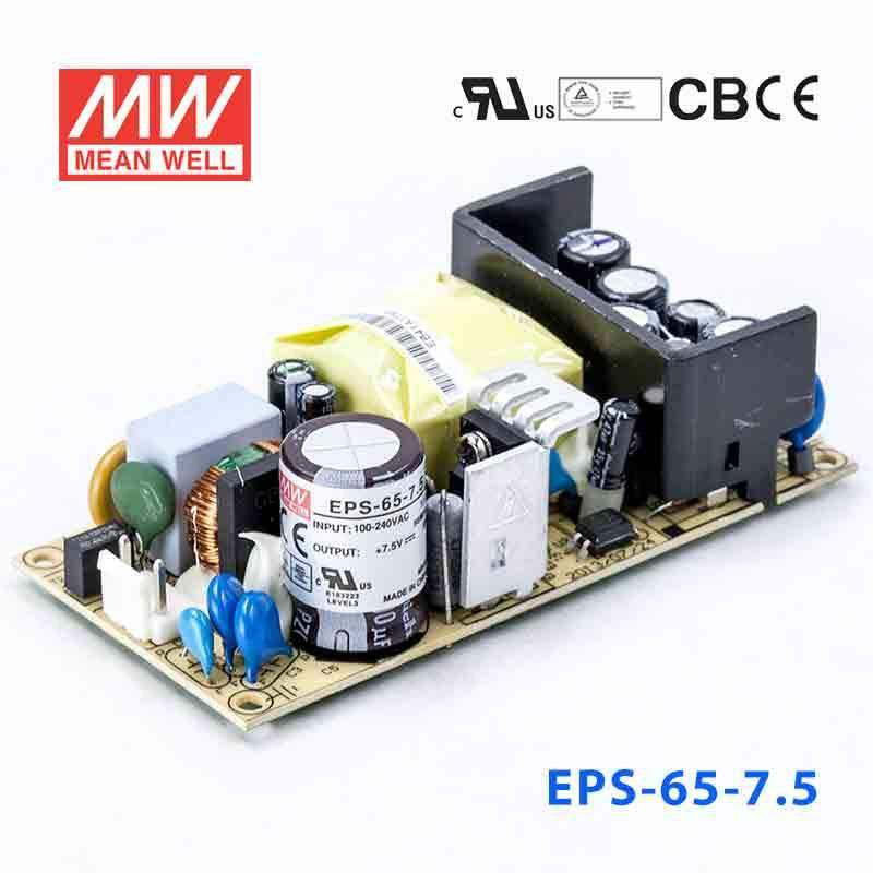Mean Well EPS - 65 - 7.5 Power Supply 60W 7.5V - EPS - 65 - 7.5 - powersupplymall.com
