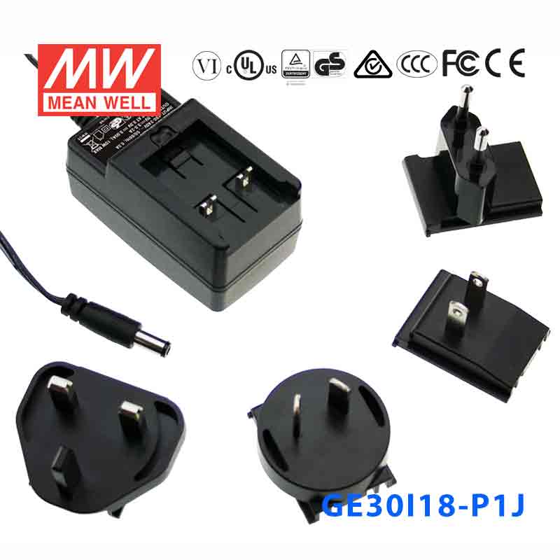 Mean Well GE30I18 - P1J Power Supply 30W 18V - GE30I18 - P1J - powersupplymall.com