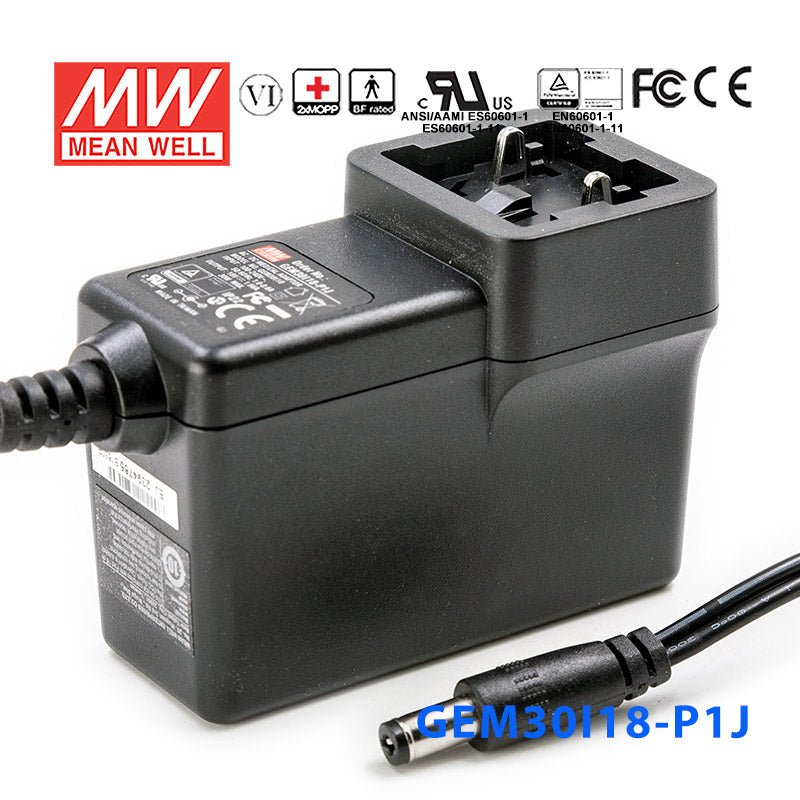 Mean Well GEM30I18 - P1J Power Supply 30W 18V - GEM30I18 - P1J - powersupplymall.com