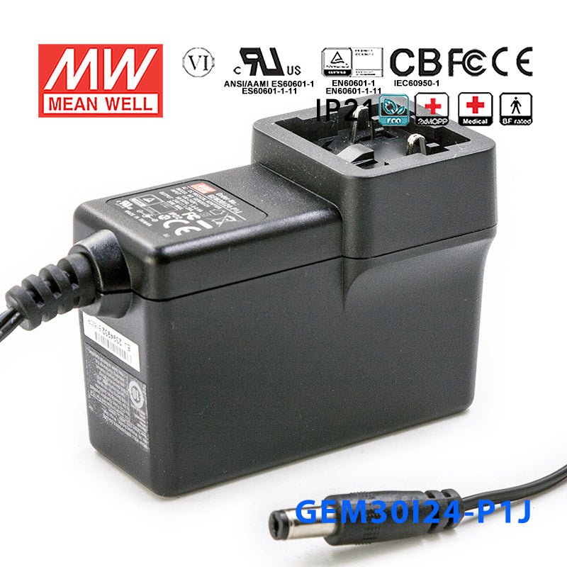 Mean Well GEM30I24 - P1J Power Supply 30W 24V - GEM30I24 - P1J - powersupplymall.com