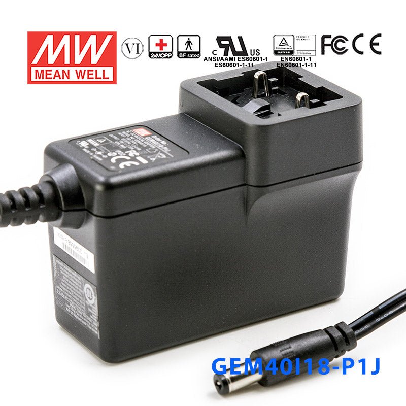 Mean Well GEM40I18 - P1J Power Supply 40W 18V - GEM40I18 - P1J - powersupplymall.com