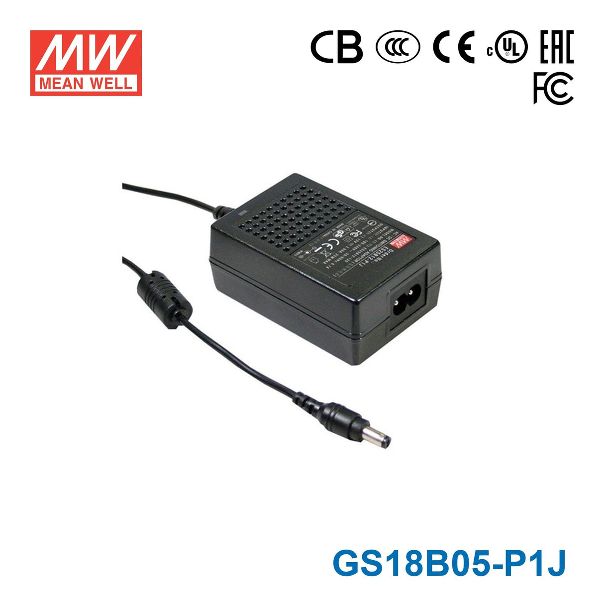 Mean Well GS18B05-P1J Swiching Power Adaptor 3A - GS18B05-P1J - powersupplymall.com