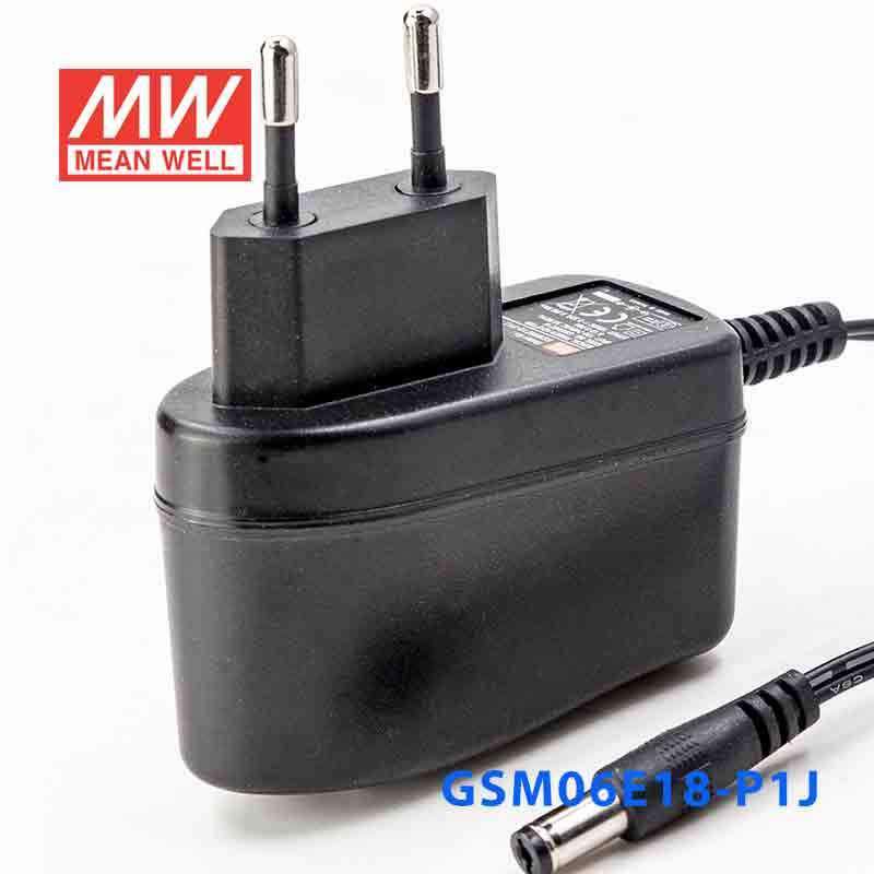 Mean Well GSM06E18-P1J Power Supply 06W 18V 330mA - GSM06E18-P1J - powersupplymall.com