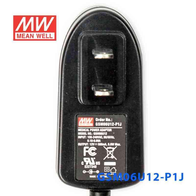 Mean Well GSM06U12 - P1J Power Supply 06W 12V - GSM06U12 - P1J - powersupplymall.com