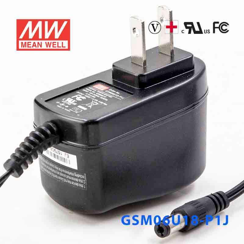 Mean Well GSM06U18 - P1J Power Supply 06W 18V - GSM06U18 - P1J - powersupplymall.com