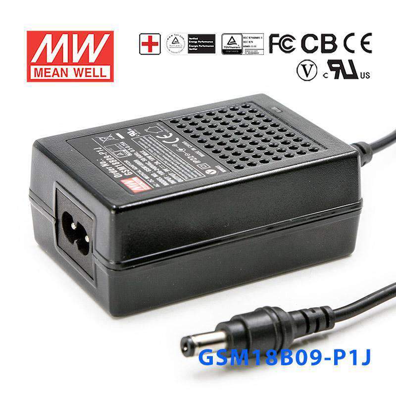 Mean Well GSM18B09 - P1J Power Supply 18W 9V - GSM18B09 - P1J - powersupplymall.com