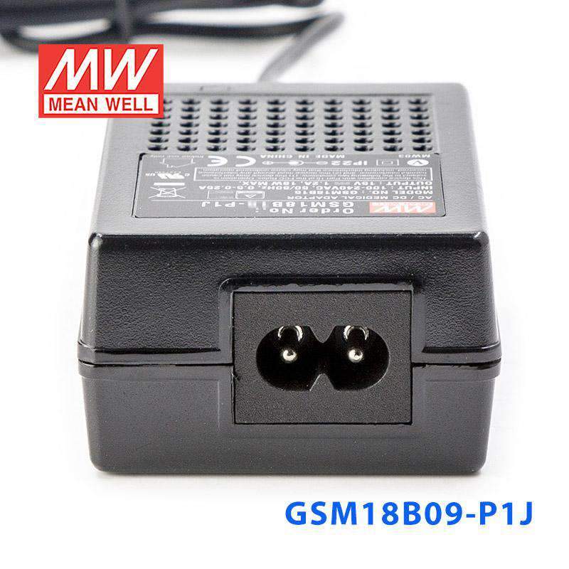 Mean Well GSM18B09 - P1J Power Supply 18W 9V - GSM18B09 - P1J - powersupplymall.com
