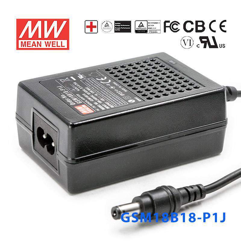 Mean Well GSM18B18 - P1J Power Supply 18W 18V - GSM18B18 - P1J - powersupplymall.com