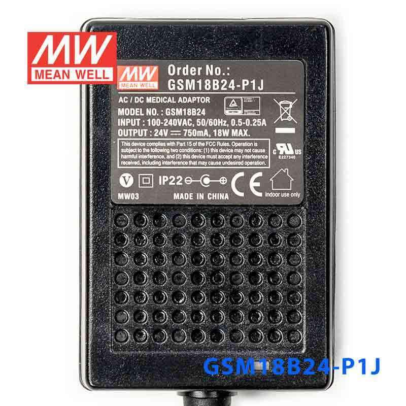 Mean Well GSM18B24 - P1J Power Supply 18W 24V - GSM18B24 - P1J - powersupplymall.com